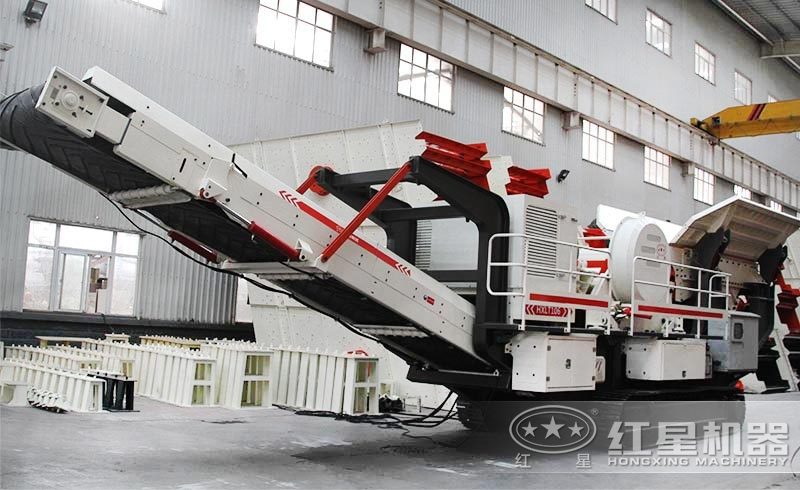 流動式石子粉碎機：履帶液壓驅動，遙控一鍵行走