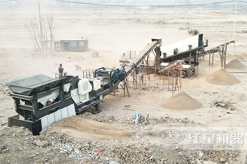 輪胎式移動建筑垃圾處理機，多機組合，減少成本30%