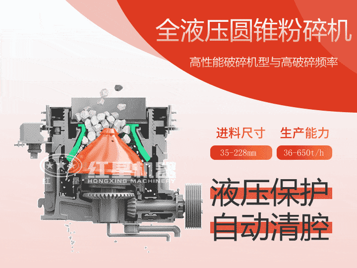 全液壓圓錐粉碎機，產量36-650t/h