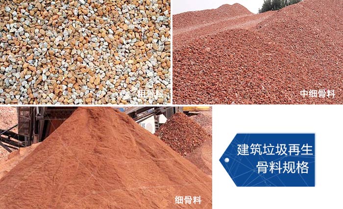 多種不同規格的建筑垃圾骨料，可代替機制砂 