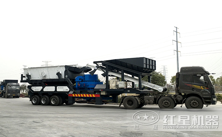 車載時產300噸鵝卵石移動制沙機上路了，移動自由更靈活 