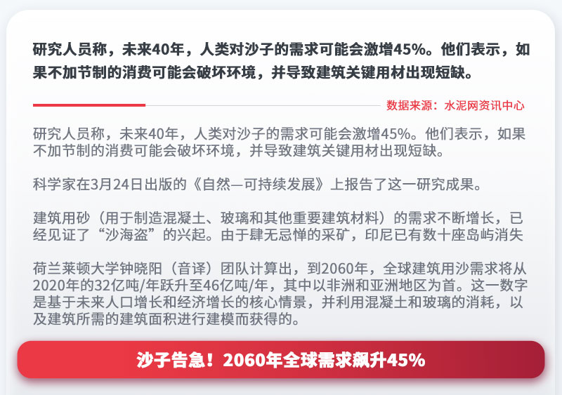 沙子告急！2060年全球需求飆升45%